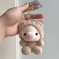Lindo cerdo de dibujos animados mochila colgante llavero de felpa suave exquisita tienda agarrar máquina cerdo almacenamiento llavero