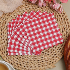 Hanlin Disposable Paper Napkins 25cm X 25cm Red Checkered Birthday Party Use - Product Image 3