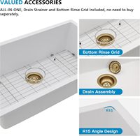Évier de cuisine en granit composite quartz blanc classique à montage sous plan, 31'' x 18''