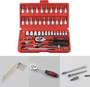 Ensemble de clés à douille à cliquet réversible de 46 pièces, douilles à embouts, outils de mécanicien manuel pour la réparation automobile, emballage de type OEM pris en charge - Product Image 5