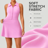 Robe de tennis polo pour femme, demi-zip, taille haute, coupe ajustée, sans manches, vêtements de sport pour pickleball, badminton, golf, course à pied