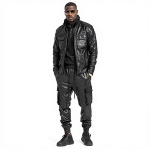 Conjunto Deportivo JAYCAN para Hombre, Chaqueta y Pantalones Cargo Largos con Capucha, Estilo Urbano, Color Negro Sólido, Impermeable - Product Image 6