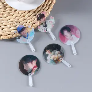 Kipas Tangan Mini 3D Pemetik Acara KPop Kustom Plastik PVC Transparan Lentikular Mini untuk Idola