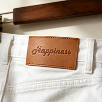 Étiquettes rectangulaires personnalisées en cuir véritable, pressées à chaud, écologiques, pour jeans, chapeaux, accessoires de vêtements à coudre, vente en gros OEM