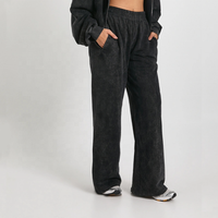 Ensemble 2 pièces sweat à capuche zippé et jogging personnalisé avec logo – Survêtement décontracté vintage style streetwear pour femme, noir délavé à l'acide