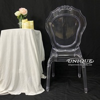 Chaise moderne transparente acrylique PC résine durable jardin empilable démonté une pièce design pour princesse reine salon