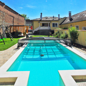 Couverture de <span class=keywords><strong>piscine</strong></span> en aluminium de haute qualité enceinte coulissante rétractable pour jardin arrière-cour Villa conception étanche - Product Image 1