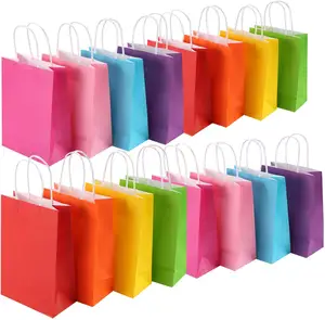 बड़े कागज उपहार बैग क्राफ्ट शॉपिंग बैग इंद्रधनुष बैग संभाल के साथ शादी के लिए मिश्रित रंग