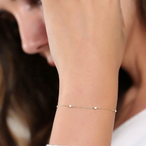 Custom 925 <b>Sterling</b> <b>Silver</b> Zircon Solitaire <b>Charm</b> <b>Bracelet</b> Gold Plated Fine Jewelry <b>for</b> Women Party Occasion - Product Image 3