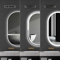 Cermin Kamar Mandi Oval LED 60x100cm dengan Lensa Kaca Anti Kabut, Kapsul Smart Backlit 3 Warna, Dapat Diredupkan, Cermin Rias Mewah untuk Hotel