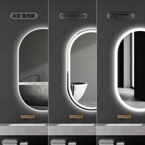 Espelho de Banheiro Oval LED 60x100cm com Lentes de Vidro Antiembaçante, Espelho de Maquilhagem Inteligente Retroiluminado com 3 Cores Reguláveis, Luxo para Hotéis - Product Image 3