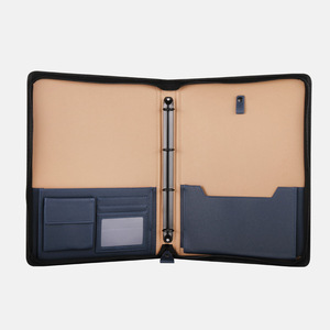 Four-Hole Binder Modern Minimalist Zippered Handbag Personalized <b>Leather</b> Document Handover Folder - Product Image 2