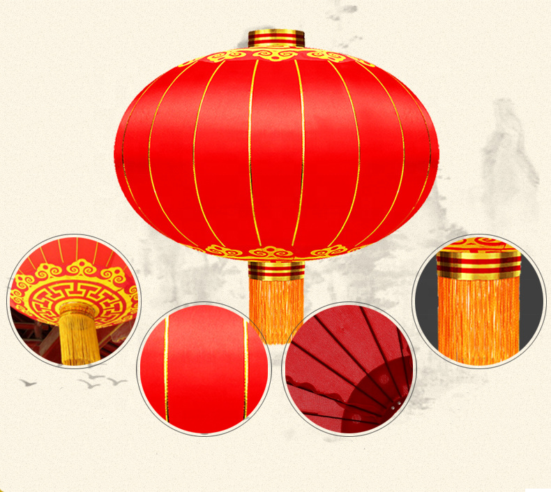Outdoor Chinese Traditional Red Silk Lanterns for New Year