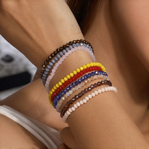 Custom Bohemian Colorful Minimalist Crystal Beaded Charm <b>Bracelet</b> Stack Multi-Layer Elastic Fashion Gift <b>Set</b> Unisex - Product Image 2