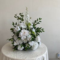 Französische Weiß-Grüne Künstliche Blumenkugel Tischdekoration Calla-Lilie Pfingstrose Seidenblumen für Arrangements Hochzeitstisch-Dekor