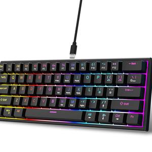 Teclado Mecánico para Juegos, Portátil, con Cable, Interfaz USB-C, Mini, 61 Teclas, Retroiluminación RGB, Diseño Ergonómico de Alto Rendimiento - Product Image 1