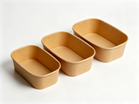 Contenants alimentaires en papier kraft multi-tailles - Bols jetables carrés et octogonaux avec couvercles pour repas, salades et desserts