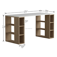 Bureau d'ordinateur moderne en bois avec 6 étagères de rangement, bureau debout pour le bureau à domicile, l'étude