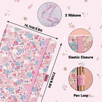 Carnet à couverture en tissu, carnet à motifs floraux mignons pour écrire, carnet ligné pour l'université avec papier épais