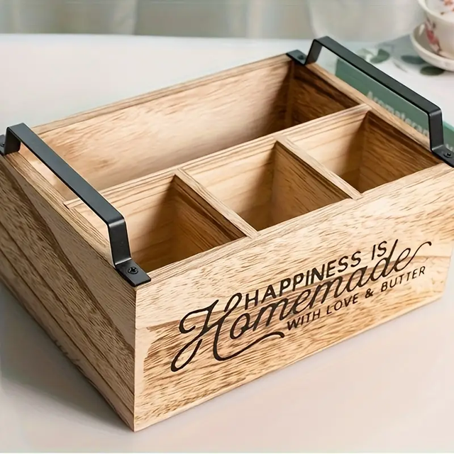 Rustic Wooden Organizer Box With Compartments Decorative Storage Caddy for Jewelry Storage Basket Desk Dresser Accessor