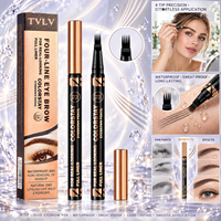 Crayon à sourcils liquide teinté de haute qualité à quatre pointes, résistant à l'eau, à la transpiration, longue tenue, anti-bavures, application fluide