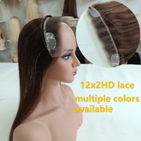 Vente en gros usine : Closure frontale en dentelle HD 12x2, cheveux humains vierges 100% raides, densité 120%, avec nœuds invisibles et ligne de cheveux naturelle