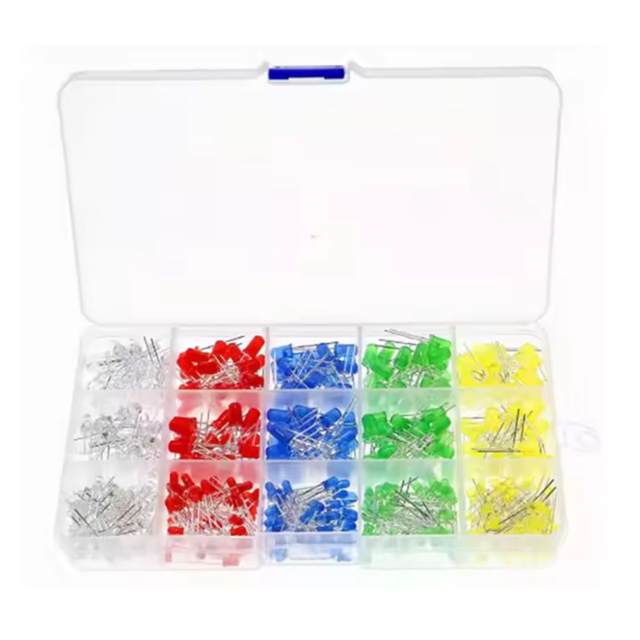 500PCS 5mm LED Light White Yellow Red Green Blue Assorted Kit DIY LEDs Set 3V 20mA