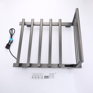 <span class=keywords><strong>Radiateur</strong></span> de salle de bain électrique gris brossé moderne avec étagère porte-serviettes, étanche, en acier inoxydable 304, chauffe-serviettes - Product Image 5