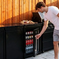 Évier de cuisine extérieur modulaire moderne de qualité supérieure, personnalisé, avec crédence, finition laquée noire écologique, charnière, grill BBQ