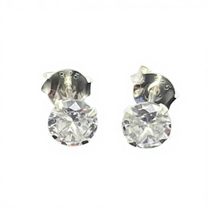 Round Brilliant Cut Diamond <b>Stud</b> Earrings 925 Silver Claw Setting Classic Everyday Wear Unisex Jewelry - Product Image 1