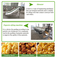 Ligne de production de pop-corn industrielle entièrement automatique avec chaudière à double enveloppe, machine de refroidissement, élévateur et machine de tamisage