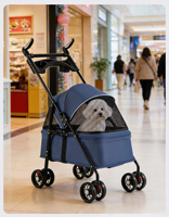 Poussette pour animaux de compagnie avec frein double et roues EVA 360° °   Poussette pliable pour chien et chat avec poignée pivotante, vente en gros, logo et couleur personnalisés