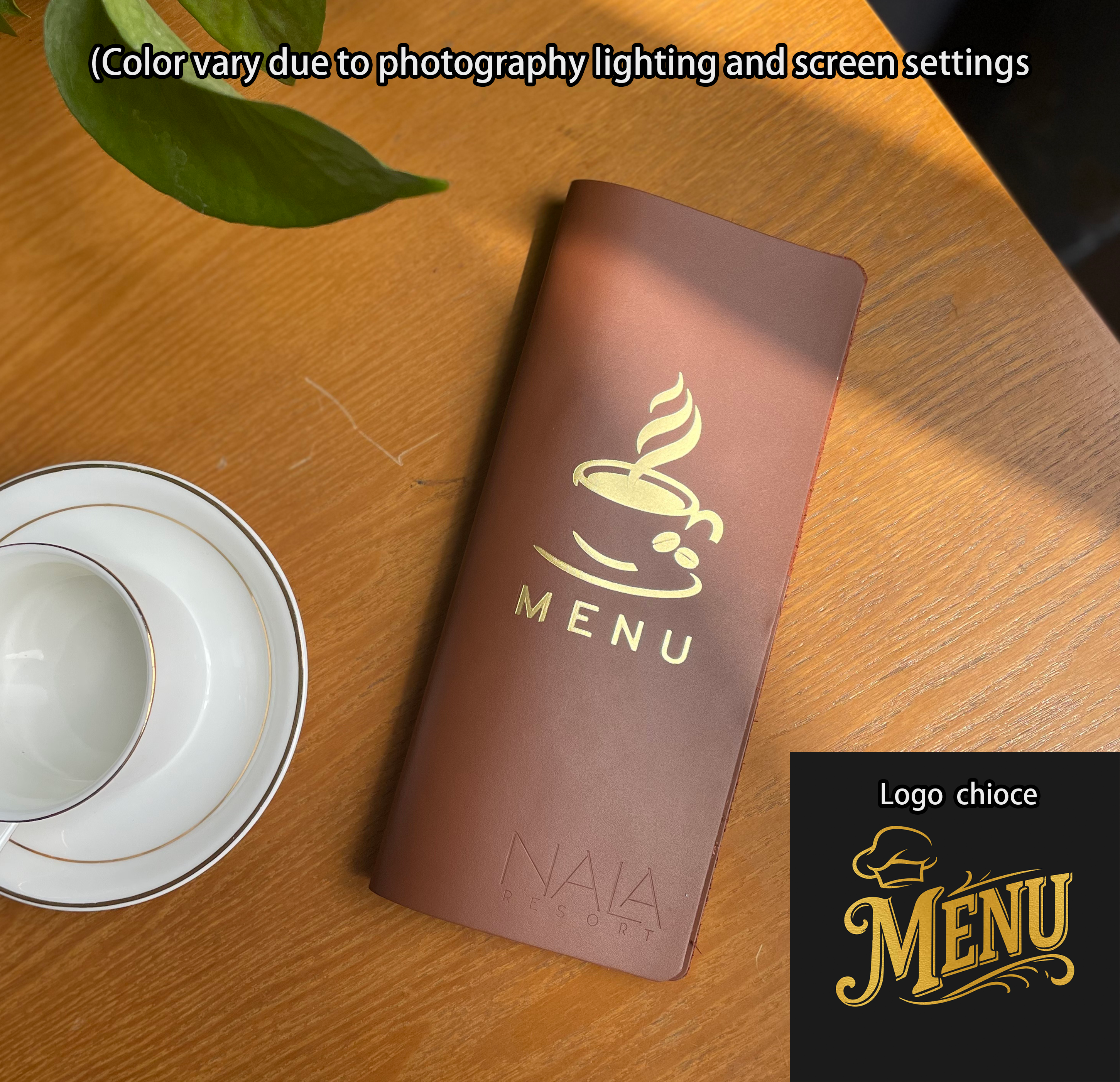 Brown Leather Menu Logo 3
