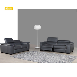 Sofá de cuero de estilo moderno en forma de L sofá reclinable de cuero italiano sofás seccionales con tumbona Doble - Product Image 2
