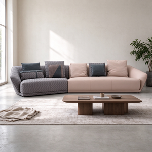Sofá Seccional de Dos Tonos con Brazos Redondeados, Unión Angular, Base Baja, Estilo Moderno y Minimalista para Sala de Estar, Hotel, Villa, Dormitorio - Product Image 2