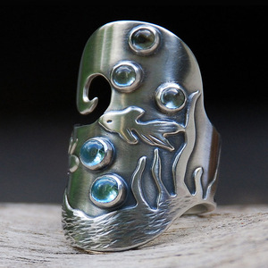 Anello alla Moda Hip Hop con Zirconi per Bambini, Gioiello Religioso con Gemma, Incastonatura a Griffe, Placcatura in Ottone, Vari Animali e Numeri - Product Image 1