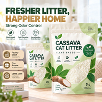 Litière pour chat en coton de manioc, agglomération rapide, anti-odeur, biodégradable, jetable aux toilettes, vente en gros, grande réduction
