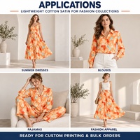 Tissu satiné en coton imprimé sur mesure, échantillon gratuit, 100 % coton, directement de l'usine, pour robes