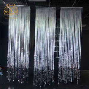 Hanging Silver <strong>Sequin</strong> Pendant Stage Line <strong>Curtain</strong> Tassel Decorative Round Beaded <strong>Curtain</strong> for Wedding Stage Ceiling Decoration - Product Image 2