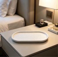 Plateau en céramique texturé mat noir et blanc rectangulaire, style moderne Instagram, assiette décorative pour l'aromathérapie, hôtel, maison, cadeau