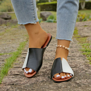 Sandales de plage à bout rond pour femmes européennes et américaines, grande taille, avec boucle de ceinture, couleur unie, pour l'exportation transfrontalière, Wish 883 - Product Image 3