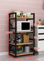 Étagère de rangement multifonctionnelle en métal et bois pour cuisine avec support pour four à micro-ondes, revêtement noir, logo personnalisé, taille sur mesure