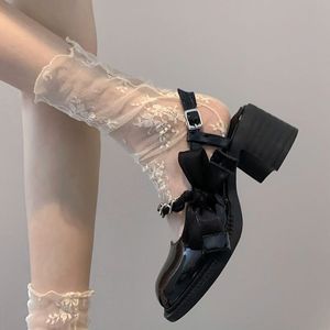 <span class=keywords><strong>Medias</strong></span> de encaje calado con volantes, estilo Mary Jane, en blanco y negro, cortas, medianas y largas hasta la pantorrilla, para mujer, de tul ultrafino, estilo veraniego. - Product Image 3