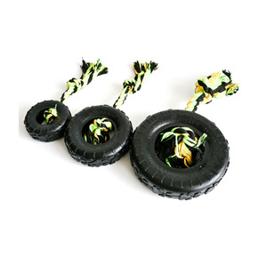 Jouet à mâcher pour chien en caoutchouc naturel durable et écologique, simulant un pneu, avec corde en coton, pour usage intérieur/extérieur, modèle 2026 - Product Image 5