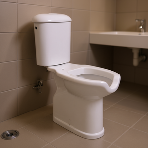 Inodoro y Cisterna Monobloque para Personas con Discapacidad, Desagüe de Suelo, 40.3 cm de Ancho, 54 cm de Altura, 77.6 cm de Largo - Product Image 3