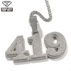 Hip Hop Fashion Jewelry Full Diamond Number and Letter Custom Pendant Gold Plated CZ Custom Jewelry Iced Out Charm Gift