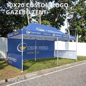 Tente de salon professionnelle extérieure double couche avec cadre en aluminium 10x20, logo personnalisé, toile Oxford/toile imperméable en caoutchouc moulé à l'air argenté - Product Image 2