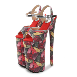 26 Cm Big Size Ultra cena tacchi alti Glitter elegante Stiletto Mules Stripper scarpe piattaforma Spike <span class=keywords><strong>sandali</strong></span> con tacco alto - Product Image 1