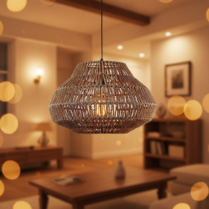 Lampada a Sospensione LED Moderna da Interno, Lampadario in Rattan Intrecciato a Forma di Nido d'Uccello, Illuminazione per Camera da Letto - Product Image 5