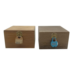 Caja de Almacenamiento de Madera Maciza con Tapa Abatible y Cerradura de Combinación, Caja Rectangular para Joyas, Embalaje General, 8.9 cm de Alto - Product Image 3